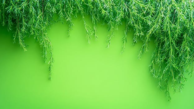 Top view Willow on a vibrant background, plant setting photo