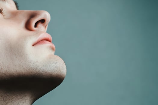 Profile close up on a plain background photo