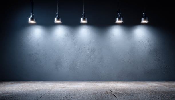 Modern loft interior with strip lights urban space photography industrial aesthetic minimal design photo