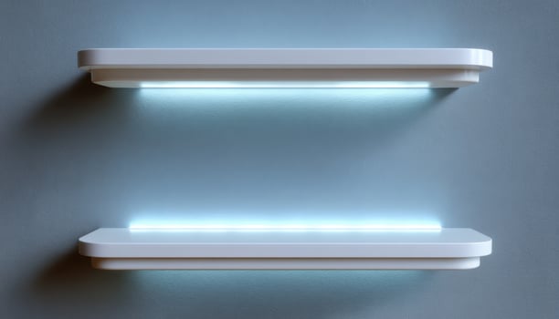 Modern wall-mounted shelves with led lights for clean interiors home decor minimalist style photo