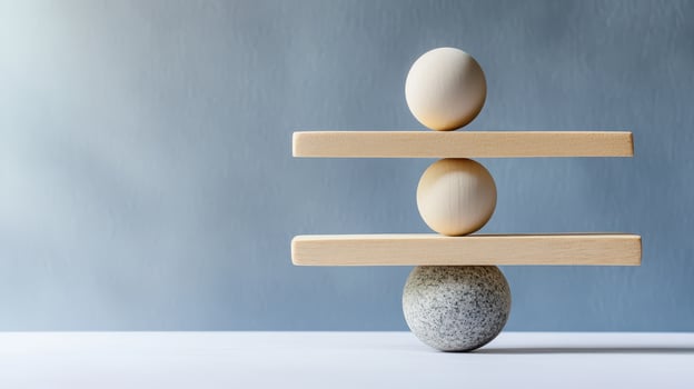 Balancing wood shapes on a stone photo