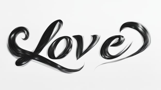 Elegant black cursive text spelling love with a flowing underline on a clean white background, perfect for romantic occasions and expressions photo