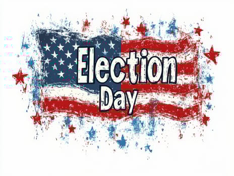 Vibrant graphic celebrating Election Day with the American flag and stars in a festive combination of colors photo