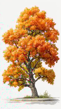 Vibrant autumn tree showcasing brilliant orange foliage in a serene setting photo