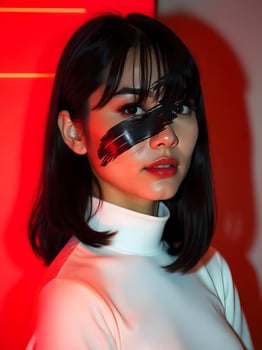 A woman with black paint on her face photo