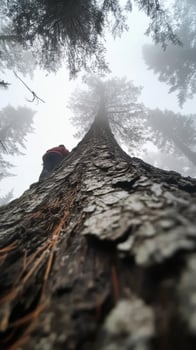 Colossal Forest Figure Dwarfs the Solitary Adventurer Exploring Below photo