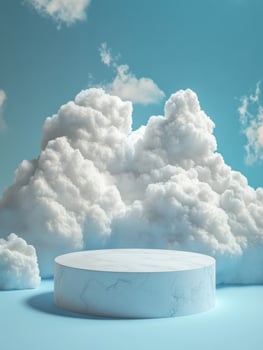 Ethereal Cloudy Platform Framed by Serene Blue Color photo