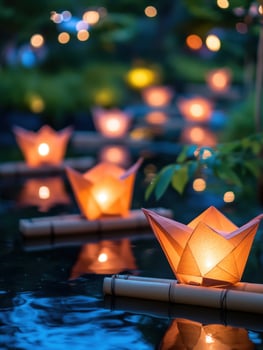 Heritage Bamboo Arrangement Featuring Crafted Origami Water Forms photo