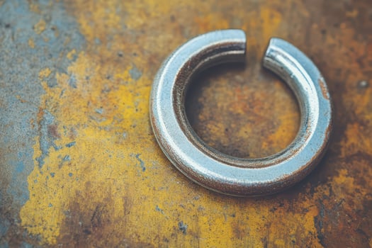 Metal ring on rusty surface highlighting texture photo