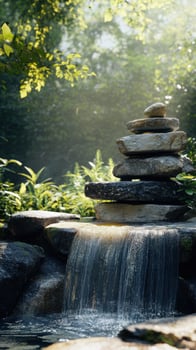 Placid Balanced Stones with Subtle Water Cascade Feature photo