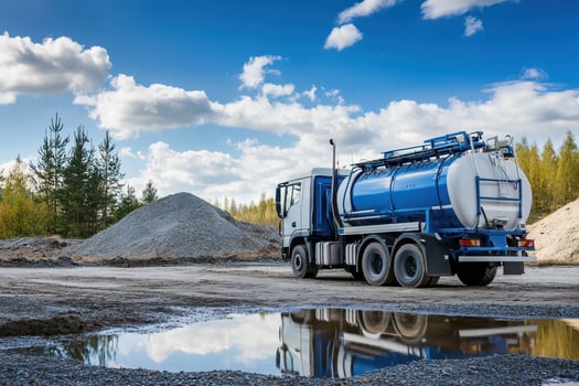 Large truck pumps water at construction site photo