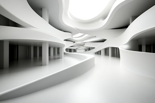 A white building with curved walls and a curved ceiling photo