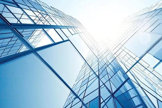 A view of the sky from inside a building photo