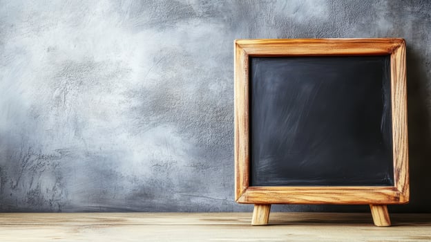 Wooden frame chalkboard on textured bg photo