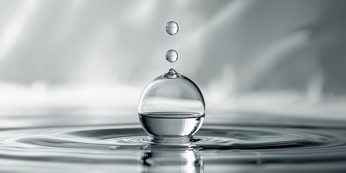 Delicate water droplet creates ripples on a calm surface in a serene environment photo