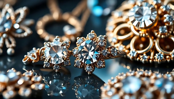 close up of a bunch of rings on a table photo