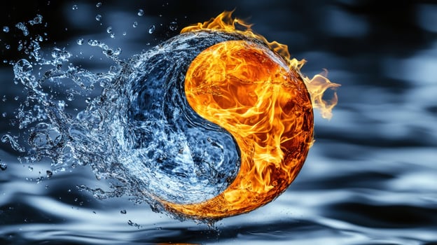 Fire yin yang symbol photo