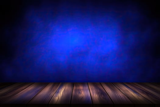 Wooden floor with blue light in the background photo