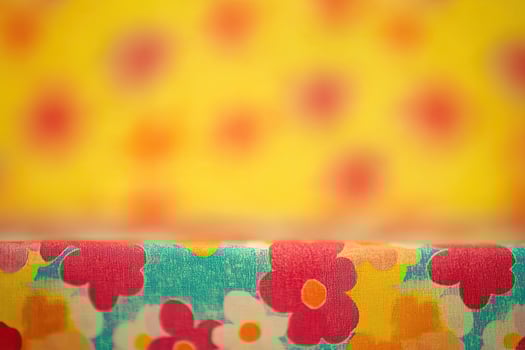 A flowery tablecloth photo