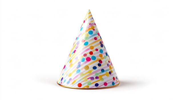 Colorful Birthday Party Cone Hat Isolated on White Background for Celebration Events photo