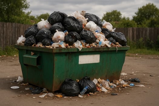 Garbage bin full of garbage photo