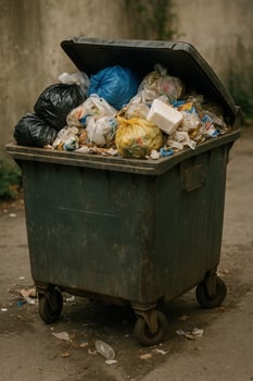 A trash can full of garbage photo