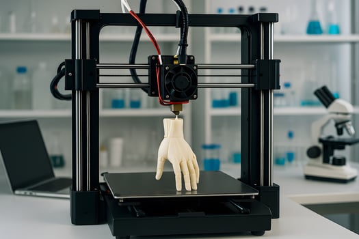A 3d printer with a hand on it photo