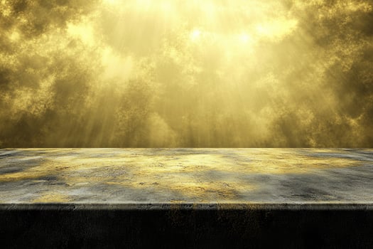 A golden table with a cloud background photo