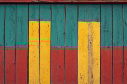 A red, green and yellow painted wall photo