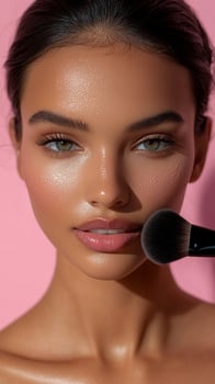 portrait of a radiant woman with flawless makeup, showcasing her glowing skin and healthy complexion. The image highlights the bea photo