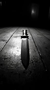 A Monochromatic Study of a Knife A Black and White Still Life Photography, Captures the Intriguing Contrast of Light and Shadow, D photo