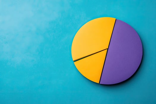 A pie chart on a blue background photo
