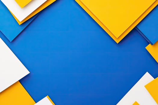 A blue and yellow background with many triangles photo