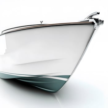 Luxury Motorboat with White Hull, and Ocean. photo