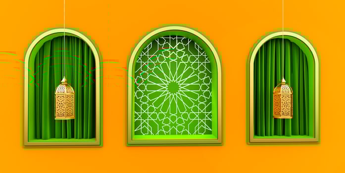 Display podium with arabic style, Pastel minimal scene for product display, Stage showcase, photo