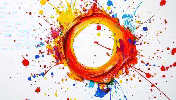 Ed Paints A Circle Of Splashes On A White Canvas To Create An Abstract And Dynamic Composition In An Artistic Masterpiece photo