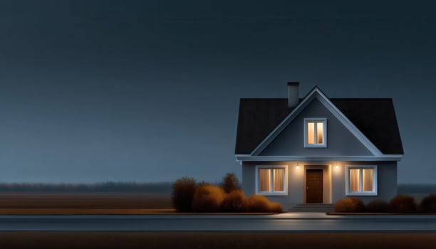 Contemporary minimal house at night modern architecture low-resolution design dark walls photo