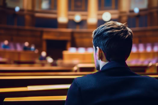 Man watching court proceedings photo