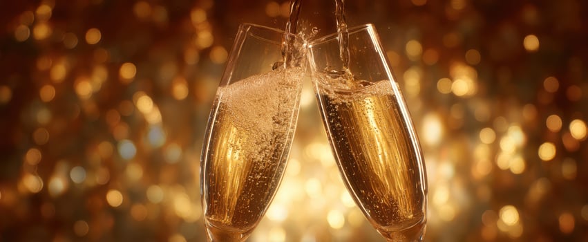 The sparkling champagne glasses clinking in celebration of a joyful occasion photo