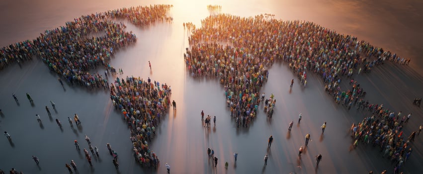 The Gathering of Humanity Representing the World in Unity at Sunset photo