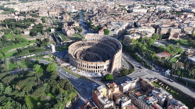 Stunning Rome Coliseum at Rome Lazio Italy. Famous Background. photo