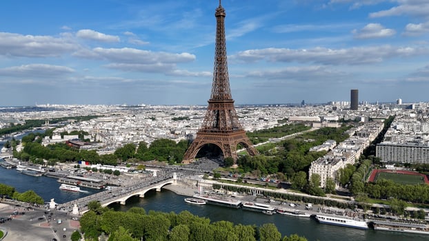 Exterior Eiffel Tower at Paris in Island of France France. Beauty Background. photo