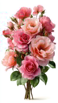 Beautiful bouquet of pink roses displayed elegantly on a white background highlighting their vibrant colors and delicate petals photo