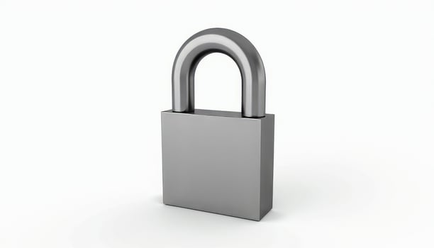 A metal padlock on a white background photo