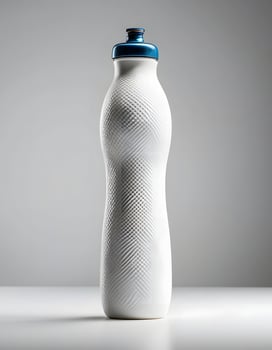 White Bottle with Blue Cap Patterned Design photo