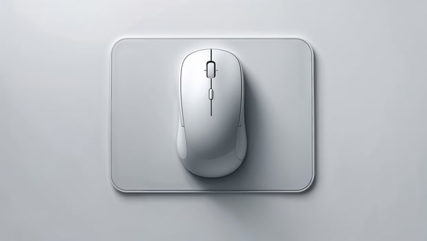 Wireless mouse on a sleek mouse pad against a minimalistic background photo
