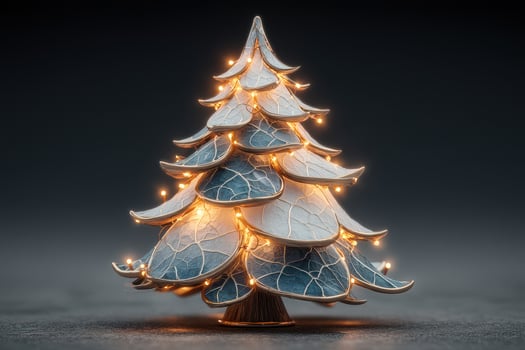 Decorative Christmas tree with glowing lights displayed on a dark surface during the holiday season photo