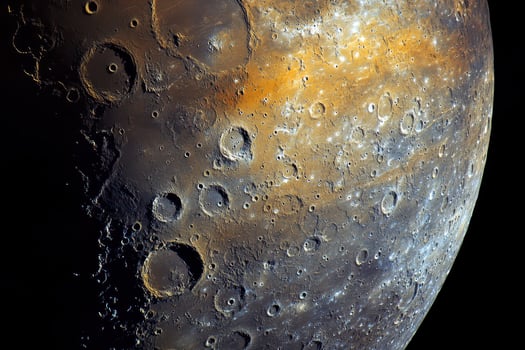 Surface features of a planet captured in detail photo