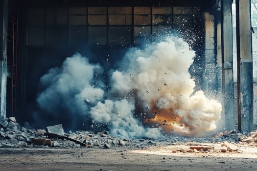 Explosion creates dust and debris onsite photo