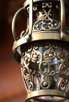close up of a metal light fixture photo